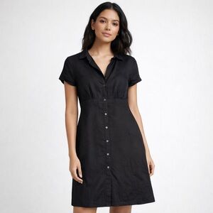 🖤 Hugo Boss BOSS Black Linen Button-Front Dress | Size S | Made in Italy‎